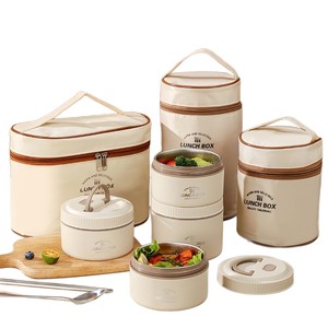 Round Stainless Steel Lunch <b>Box</b> With Plastic Lid Microwave Safe For Adults Students Office Use - Product Image 4