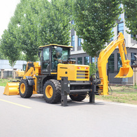 Chargeur sur pneus diesel 4x4 avec pelleteuse avant et rétrocaveuse 2.5 tonnes nouvelle mini pelle Epa EuroV moteurs et fixation de godet