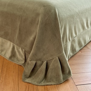 Juego de colcha de terciopelo suave Juego de funda nórdica estilo planta en relieve de lujo Invierno Oliva - Product Image 5