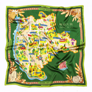 Wholesale Customized 14mm <strong>Green</strong> <strong>Silk</strong> Satin square Scarf &amp; Handkerchiefs <strong>Silk</strong> l Bandana Hand-rolled Hem for Brand Promotional - Product Image 1