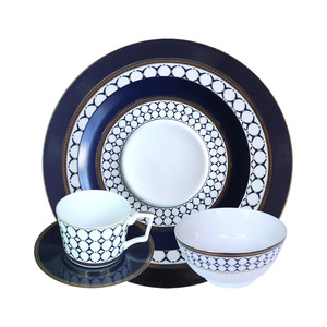 Ánh Sáng Gốm Sang Trọng Sọc Xương Trung Quốc Bữa Ăn Tối Tấm Chất Lượng Cao Tấm Đặt Đồ Ăn Trắng Sứ Bộ Đồ Ăn Sạc Tấm - Product Image 2