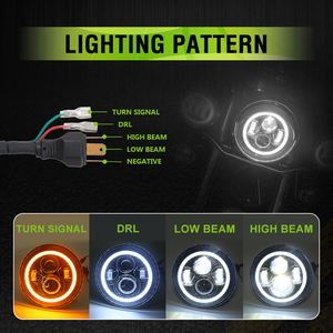 Phares LED DRL Halo 7 pouces en gros 60W 12V 12000LM 6000K H4 Universels avec contrôle par application pour Wrangler JK/JKU/TJ/LJ - Product Image 4