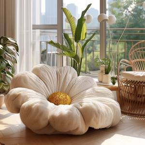 أريكة كسولة على شكل زهرة الأقحوان، كرسي أرضي مريح من القطيفة، مقعد منزلي دافئ، أثاث لغرفة المعيشة - Product Image 6