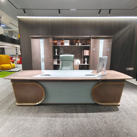 Ensemble de bureau de direction moderne haut de gamme de luxe, durable, en forme de L, design ergonomique, montage facile, noyer, écologique, villa