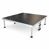 Plateforme de scène pliable en aluminium à deux niveaux, noire, antidérapante, pour événements, conférences, expositions, spectacles