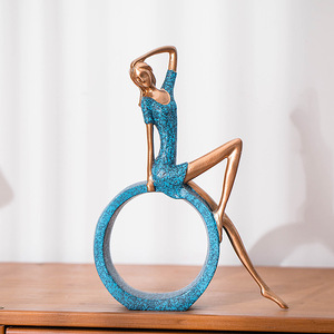 Figurine de danseuse de yoga abstraite en résine circulaire, artisanat artistique, décoration d'intérieur, salon, entrée, hall, présentoir - Product Image 4