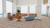 Moquette de bureau de haute qualité en nylon avec dos en PVC PU 50x50 Carrelage de moquette élégant brun chaud avec fines lignes verticales Commercial
