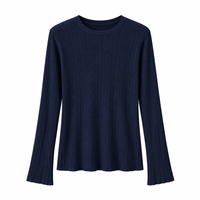 Pull en laine mélangée anti-rides pour femme, style coréen, col rond, manches longues, couleur unie, automne