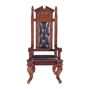 Silla de Juez de Madera Maciza y Cuero PU de Diseño Clásico, Finamente Tallada, con Respaldo Alto, para Sala de Tribunales - Product Image 1
