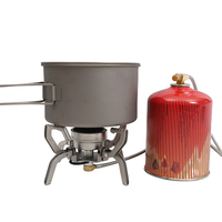 Réchaud à gaz portable pliable manuel en acier inoxydable léger pour le camping en plein air, la randonnée, le pique-nique et la survie