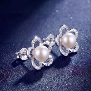 Élégantes boucles d'oreilles clous en argent S925 avec nœud papillon et perles d'eau douce, bijoux en zircon pour femme, cadeau de mariage ou de mariée - Product Image 4