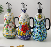 Bouteille de Rangement en Céramique Série Bohème Personnalisable pour Huile et Sauce Soja, pour Restaurants et Hôtels, Taille M (401-500ml), Option Vente en Gros