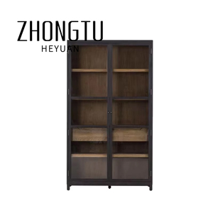 Intérieur moderne verre <span class=keywords><strong>noir</strong></span> porte d'armoire meubles en bois Design <span class=keywords><strong>bibliothèque</strong></span> bureau à domicile étagères salon stockage bibliothèques - Product Image 1