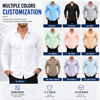 Chemise en polyester pour homme, chemise unie pour homme, chemises décontractées, vente en gros personnalisée, ODM, faible MOQ, commande en gros, fabricant