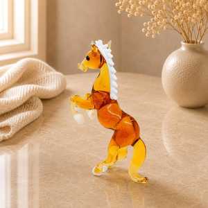 Figura de Caballo de Vidrio Soplado a Mano, Color Ámbar, Pieza Decorativa Animal Hecha a Mano - Product Image 2