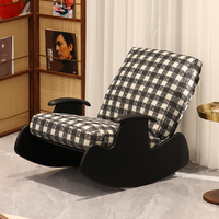 Fauteuil à bascule en bois massif, fauteuil de détente rembourré, siège individuel pour salon