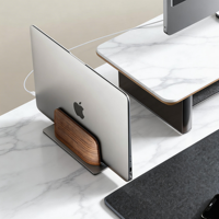 Support vertical en bois pour ordinateur portable, support pour ordinateur portable pour accueillir un MacBook, un MacBook Pro et autres ordinateurs portables