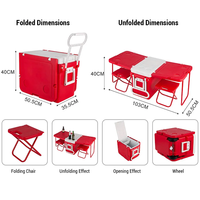 Glacière isolée à la glace avec poignée Table et roues Chaise Table Camping Coffre Glacière Multifonctionnel Portable Extérieur Nourriture