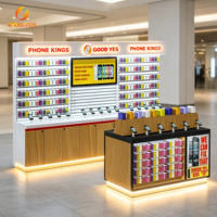 Présentoir de Téléphones Personnalisé avec Écran Numérique LED Effet Bois et Plaque de Présentation – Vitrine de Téléphonie Mobile pour Magasin en Ligne – OEM