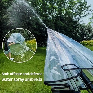 Custom Printing Manual PVC Water Gun <b>Umbrella</b> with Transparent Rain Spray Function Windproof for Beach Games Promotional Events - Product Image 3