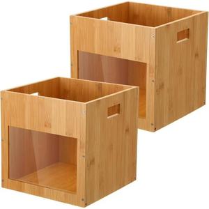 Wooden acrylic <b>cosmetics</b> <b>storage</b> <b>box</b> with handle for home office miscellaneous items and books - Product Image 3