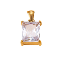 Pendentif géométrique en acier inoxydable plaqué or PVD 18 carats avec zircone cubique, anti-ternissement, pour la fabrication de bijoux DIY (vente en gros)