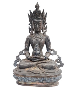 Statue artisanale d'art en laiton indien, Figurine Amitabha bouddha, népal, Art bouddhisme religieux, collection - Product Image 5