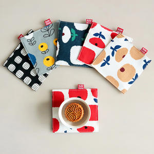 Posavasos de algodón estampados Mimi y Lula, diseño floral cuadrado, alfombrillas aislantes para protección de tazas de té y bebidas - Product Image 6