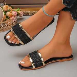Flat-bottomed <b>Sandals</b> - 2026 Summer New Style, Casual and Comfortable, with Sequin Decoration, V-shaped Open-toe <b>Sandals</b> - Product Image 4