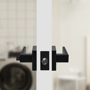 Wholesale Matte Black <b>Square</b> Lever Door Lock Heavy Duty Tubular Privacy Latch for Bedroom Bathroom Reversible Handle - Product Image 2