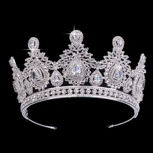 Wedding Accessories Bridal Hair Tiaras Water droplets Hair Crown Copper Rhinestone sliver Plating Wedding Crowns BC3620