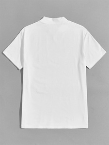 T-shirts pour hommes, t-shirt blanc personnalisé avec logo personnel, col montant, manches courtes, t-shirt imprimé avec lettres pour hommes - Product Image 2