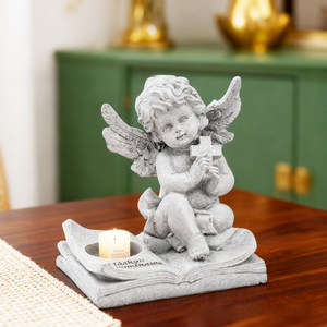 Porte-bougie chauffe-plat en résine écologique, figurines ailes d'ange pour la décoration de la maison, des anniversaires et des baby showers - Product Image 4