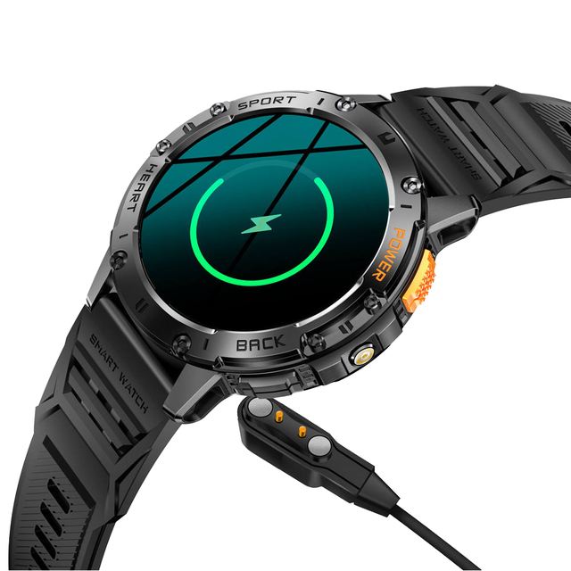 2025 K65 Smart Watch Flashlight 1.43 Inch AMOLED Screen IP68 Waterproof Android BT Call Health Sports Unisex