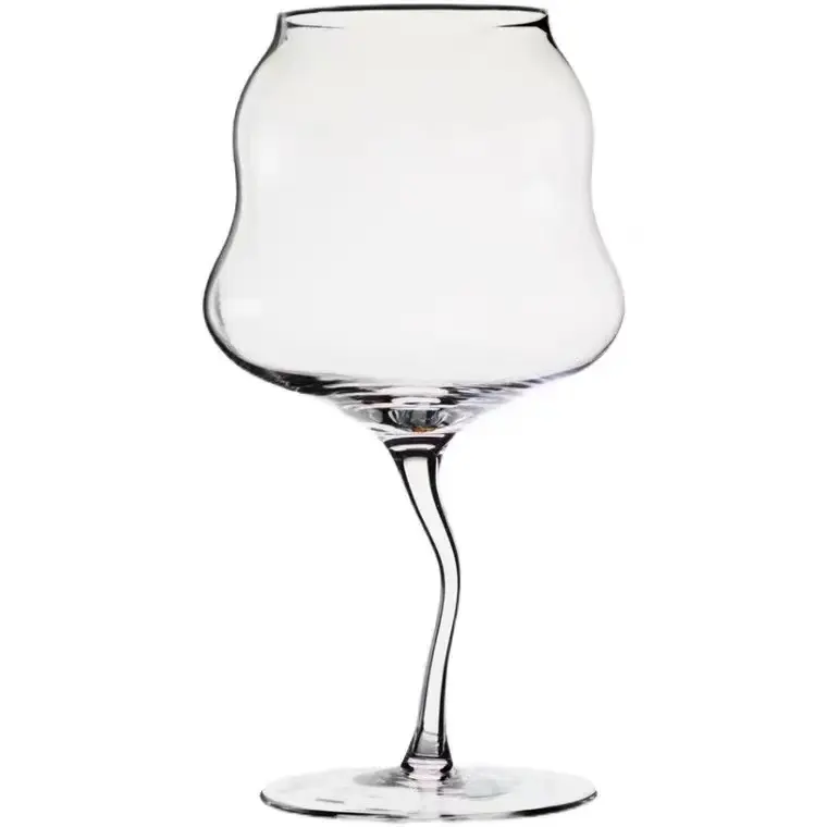 Yeni tasarım Custom Made el düzensiz şekil sarhoş adamın şarap bardağı es kadeh cam kırmızı şarap şişesi şarap bardağı