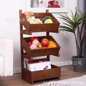 Solid Wood Four Tier Storage Rack Multifunctional Kitchen Fruit <b>Vegetable</b> Toy Display <b>Stand</b> Retro Color Standing Type - Product Image 3