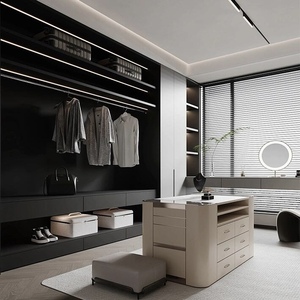 เฟอร์นิเจอร์ห้องนอนแบบมินิมอลและหรูหราจาก <span class=keywords><strong>Ihome</strong></span> ตู้เสื้อผ้าแบบวอล์คอินทำจากไม้ - Product Image 1