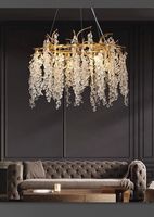 Lustre en cristal doré en forme de grappe, suspension scintillante, luminaire de plafond moderne de luxe pour salle à manger, salon, hall d'entrée