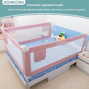 Barrière <span class=keywords><strong>de</strong></span> <span class=keywords><strong>lit</strong></span> bébé anti-chute réglable en hauteur, pliable, en acier inoxydable pour chambre et salon - Product Image 2