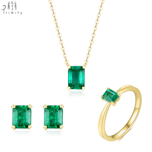 ผลิตภัณฑ์ใหม่ที่มีคุณภาพสูงเครื่องประดับมรกตธรรมชาติ18พันสีเหลืองทองมรกตสตั๊ดต่างหูชุดเครื่องประดับสำหรับสาว - Product Image 3