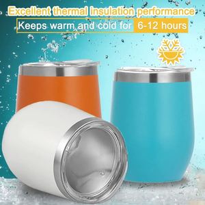 12 oz Double Wall Stainless Steel <b>Flask</b> Insulated Wine Tumbler Eco-Friendly Lid for Party Use - Product Image 2