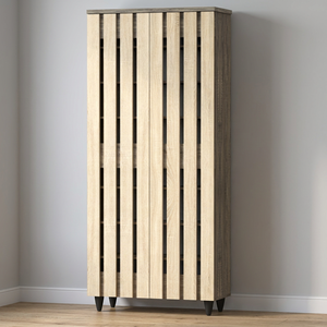 Meuble à chaussures en bois 8 niveaux de haute qualité, 2 portes, installation facile, design contemporain pour salon et salle de sport, fabriqué en Malaisie - Product Image 3