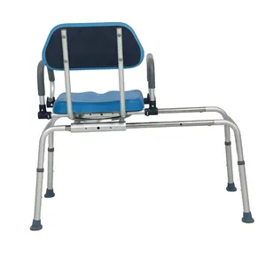 Bliss Medical Height Adjustable Aluminum Tub Transfer Bench Bath Chair Rotating Sliding Shower Chair With Swivel Seat