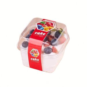 Mousse <b>Cake</b> <b>Box</b> Milk Fruit <b>Box</b> Pudding Jelly Yogurt Parfait <b>Cups</b> Square Dessert <b>Cups</b> with Lids and Sticker Clear Plastic Food PE - Product Image 2