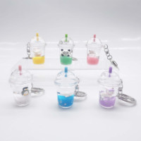 Vente directe d'usine Eagle : Porte-clés personnalisé en acrylique avec thé à bulles liquide flottant pour cadeaux de fêtes et clés de voiture
