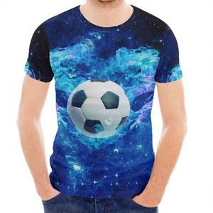 Camiseta de Manga Corta para Hombre, Diseño con Estampado de Galaxia de Fútbol, Cuello Redondo, Casual, Transpirable, Corte Regular, Diseño con Estampado Fotográfico - Product Image 4
