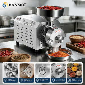 Machine à moudre les grains en acier inoxydable BANMO, pour la préparation de poudres, broyeur de matériaux secs super fins pour les commerces de restauration - Product Image 1