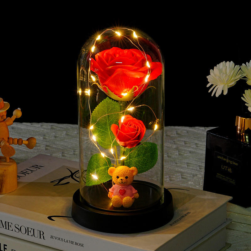 หมีรัก 2 ดอกไม้สีแดง