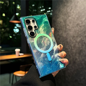Funda Magnética para Teléfono con Diseño de Concha Marina y Degradado de Cristal para Samsung 26 Ultra S25 S24 23 FE Series, Carcasa Trasera con Parachoques IMD de Arcoíris Neón - Product Image 4