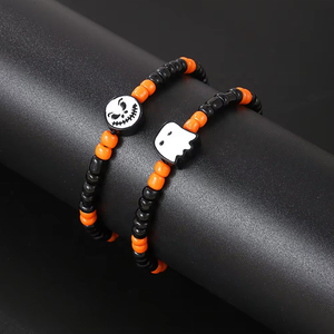 Châu Âu Và Hoa Kỳ Halloween Vòng Đeo Tay Thời Trang Cho Nam Giới Mới Bí Ngô Màu Ma Mặt Ý Quyến Rũ Đính Cườm Vòng Đeo Tay - Product Image 4